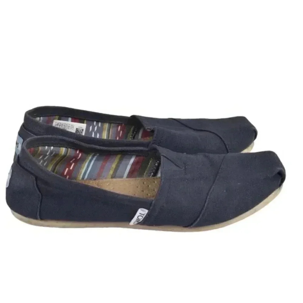 Toms Classic Navy Blue Canvas Shoes Flats Espadrilles Size 7